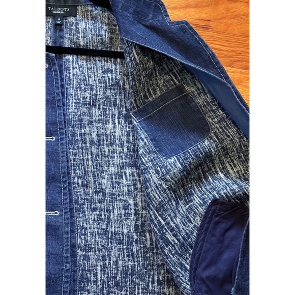 Talbots Women's 100% Linen Blazer 14 Career Travel Old Money Quiet Luxury Artsy - Picture 4 of 10